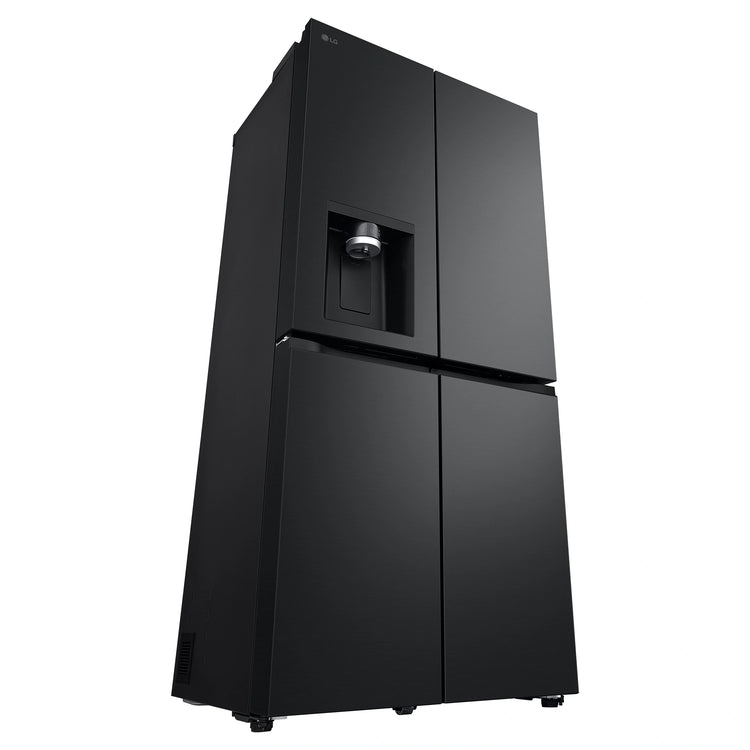LG 506L Quad Door Fridge Matte Black GFLN500MBL, Front Right Side View