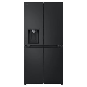 LG 506L Quad Door Fridge Matte Black GFLN500MBL, Front View