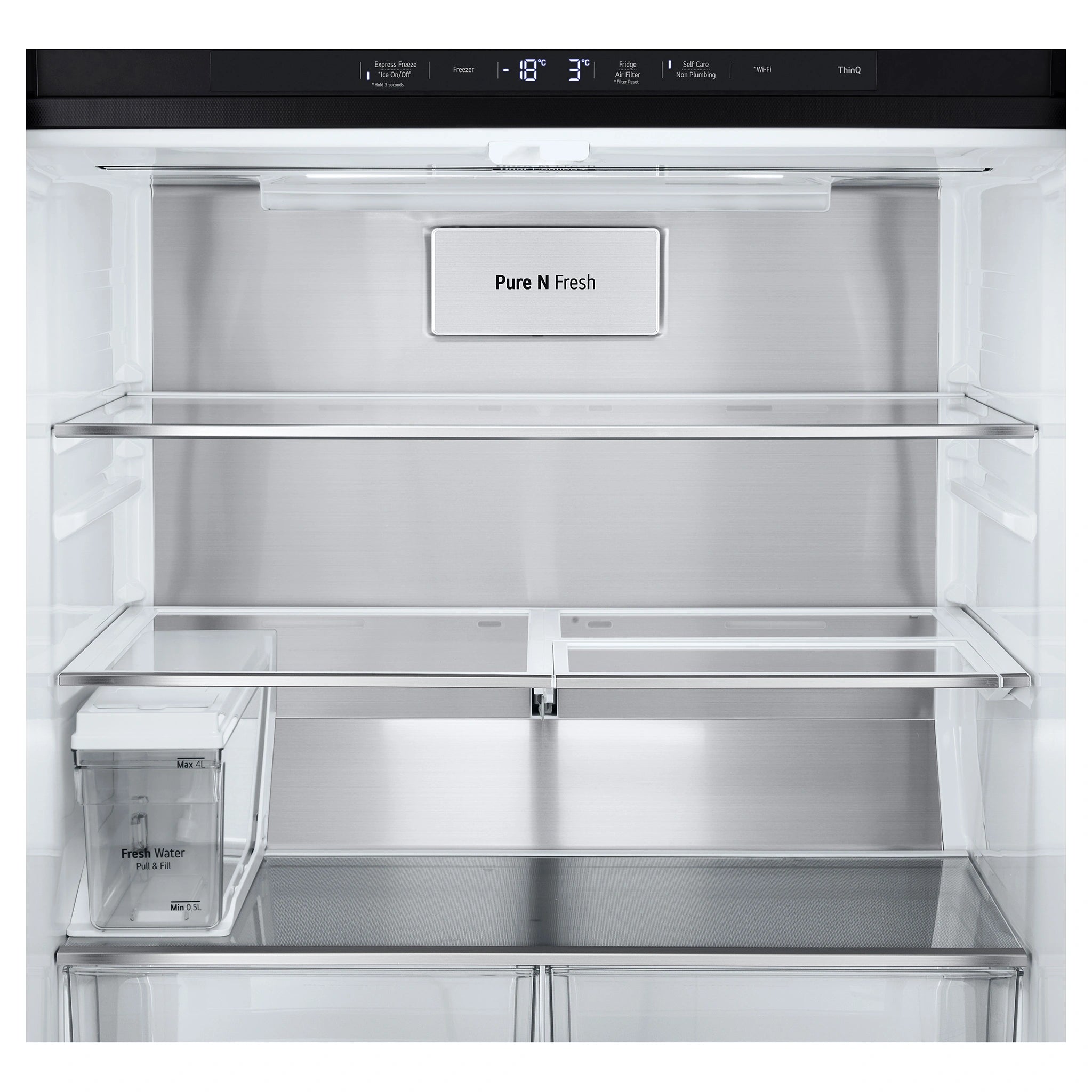 LG 506L Quad Door Fridge Matte Black GFLN500MBL, Inside View