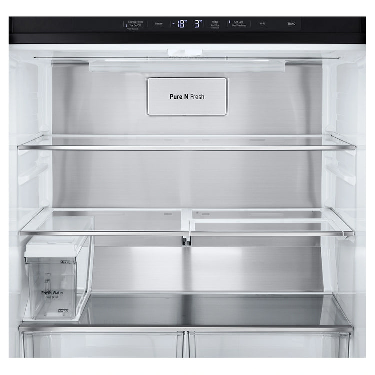 LG 506L Quad Door Fridge Matte Black GFLN500MBL, Inside View