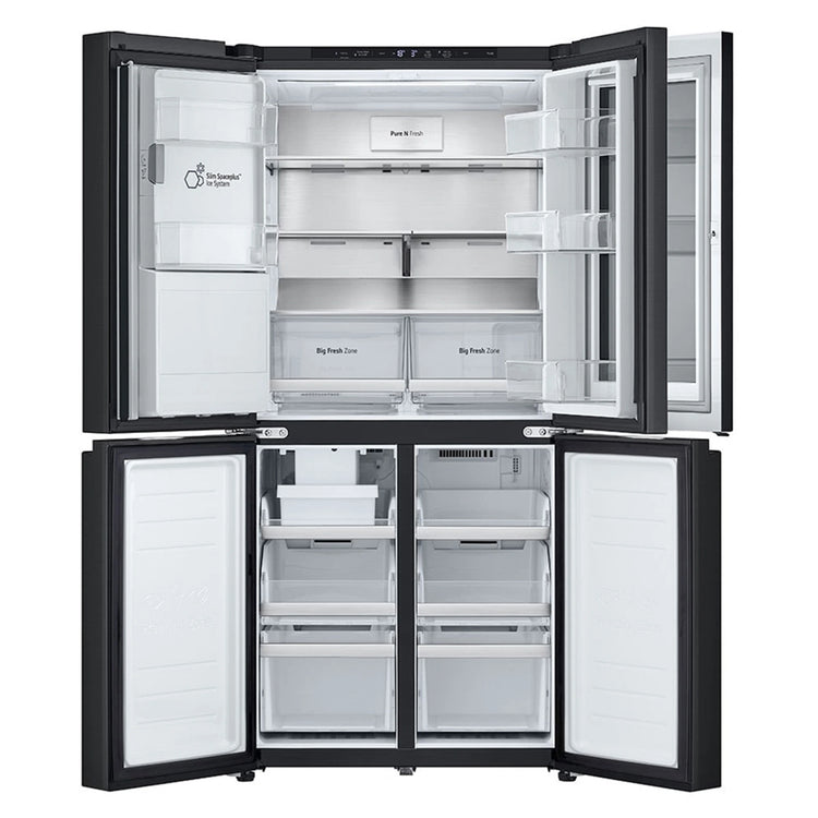 LG 508L Slim French Door Fridge with InstaView GFV500MBLC, Front Double Door Open View