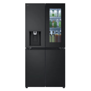 LG 508L Slim French Door Fridge with InstaView GFV500MBLC, Front Light On View Storages