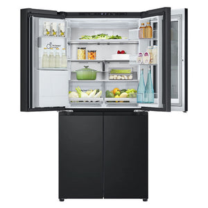 LG 508L Slim French Door Fridge with InstaView GFV500MBLC, Front Top Double Door Open View Storages 2