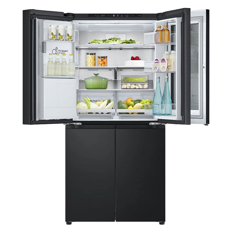 LG 508L Slim French Door Fridge with InstaView GFV500MBLC, Front Top Double Door Open View Storages 2