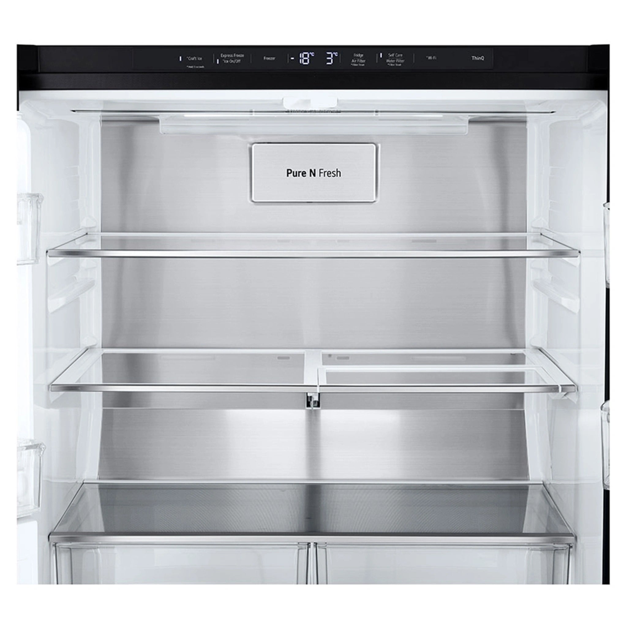 LG 508L Slim French Door Fridge with InstaView GFV500MBLC, Inside View