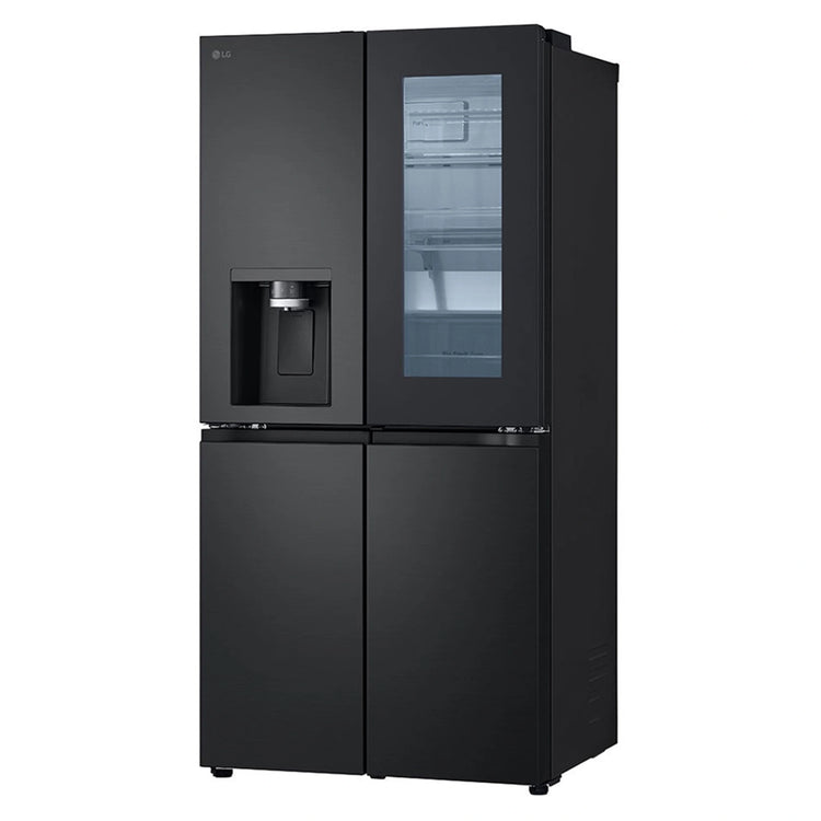 LG 508L Slim French Door Fridge with InstaView GFV500MBLC, Left Side Light On View