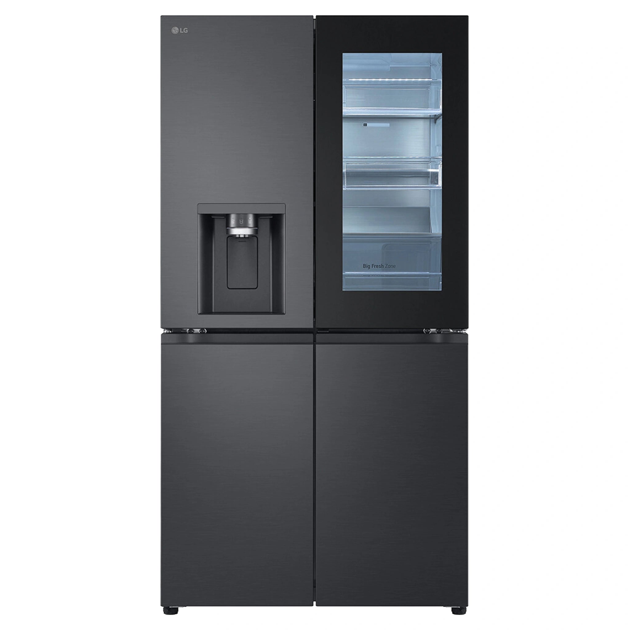 LG 847L French Door Fridge with InstaView GFV900MBLC, Front View