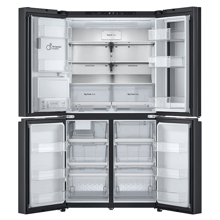 LG 847L French Door Fridge with InstaView GFV900MBLC, Front View With Double Door Open View