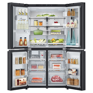 LG 847L French Door Fridge with InstaView GFV900MBLC, Front View With Double Door Open View With Storages