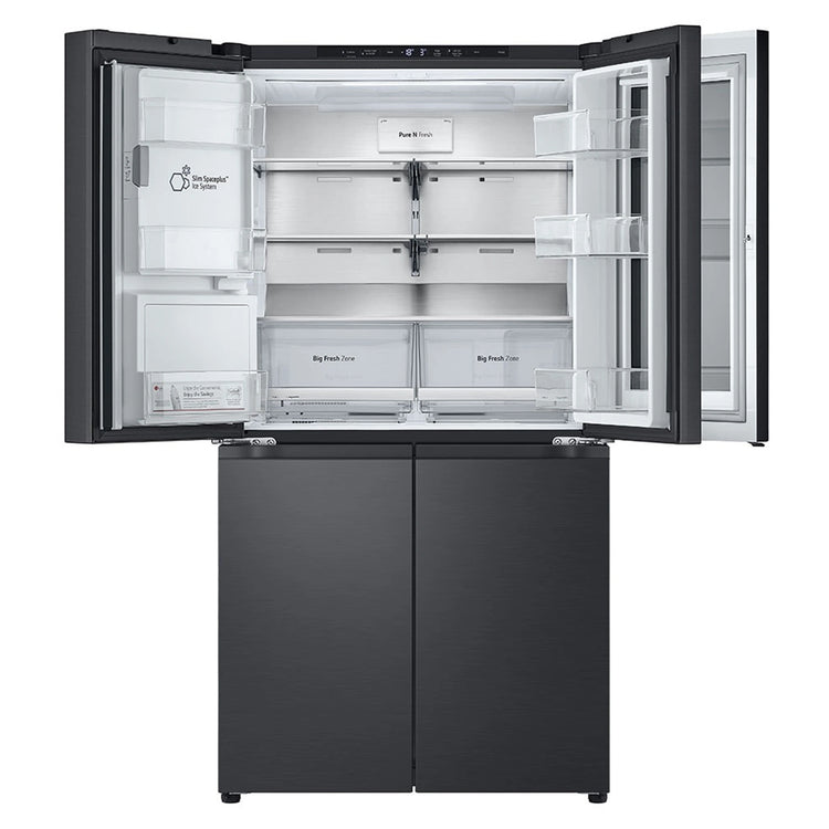 LG 847L French Door Fridge with InstaView GFV900MBLC, Front View With Top Double Door Open View