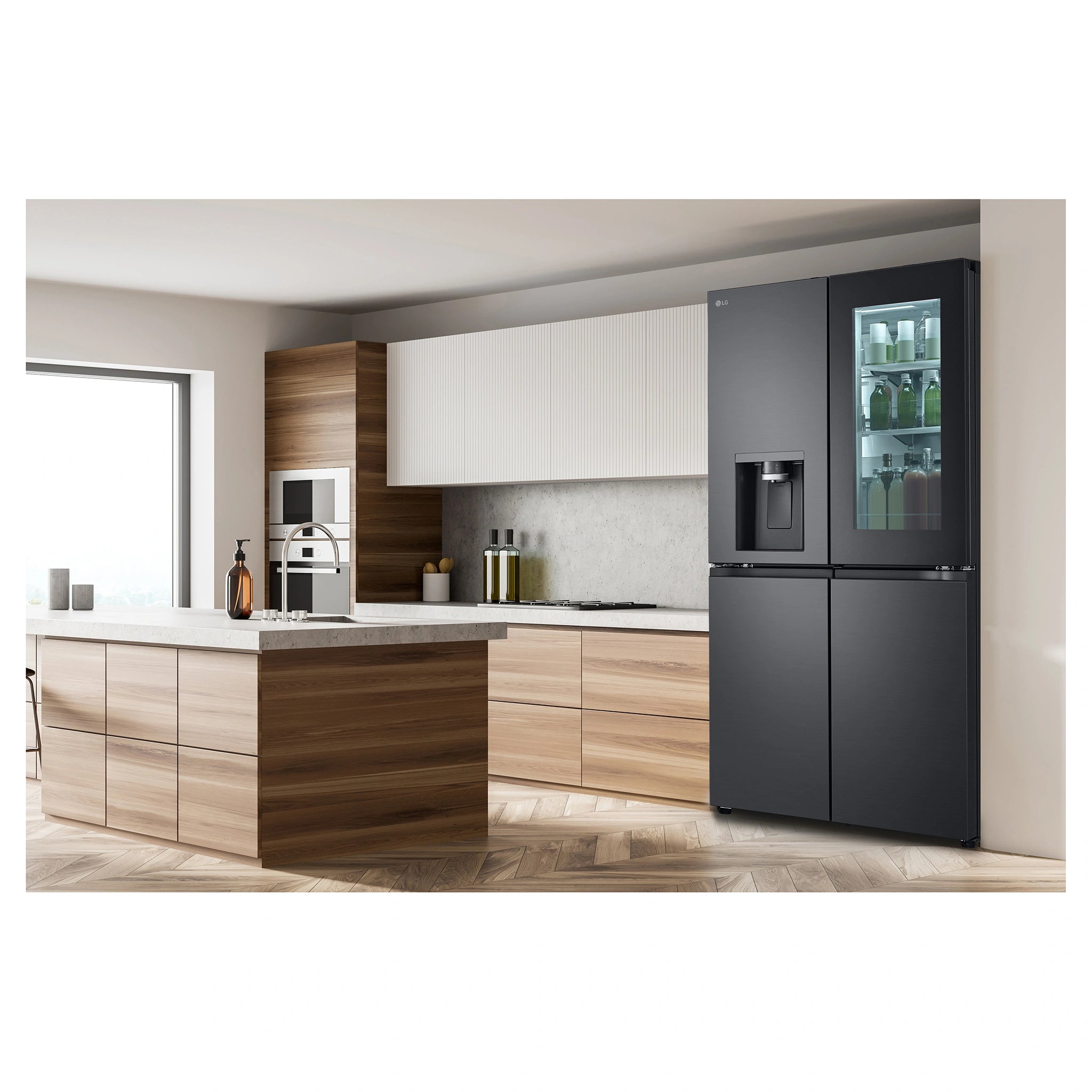 LG 847L French Door Fridge with InstaView GFV900MBLC, Lifestyle View