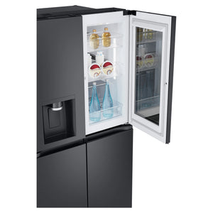 LG 847L French Door Fridge with InstaView GFV900MBLC, Top Right Side Door Open View With Storages