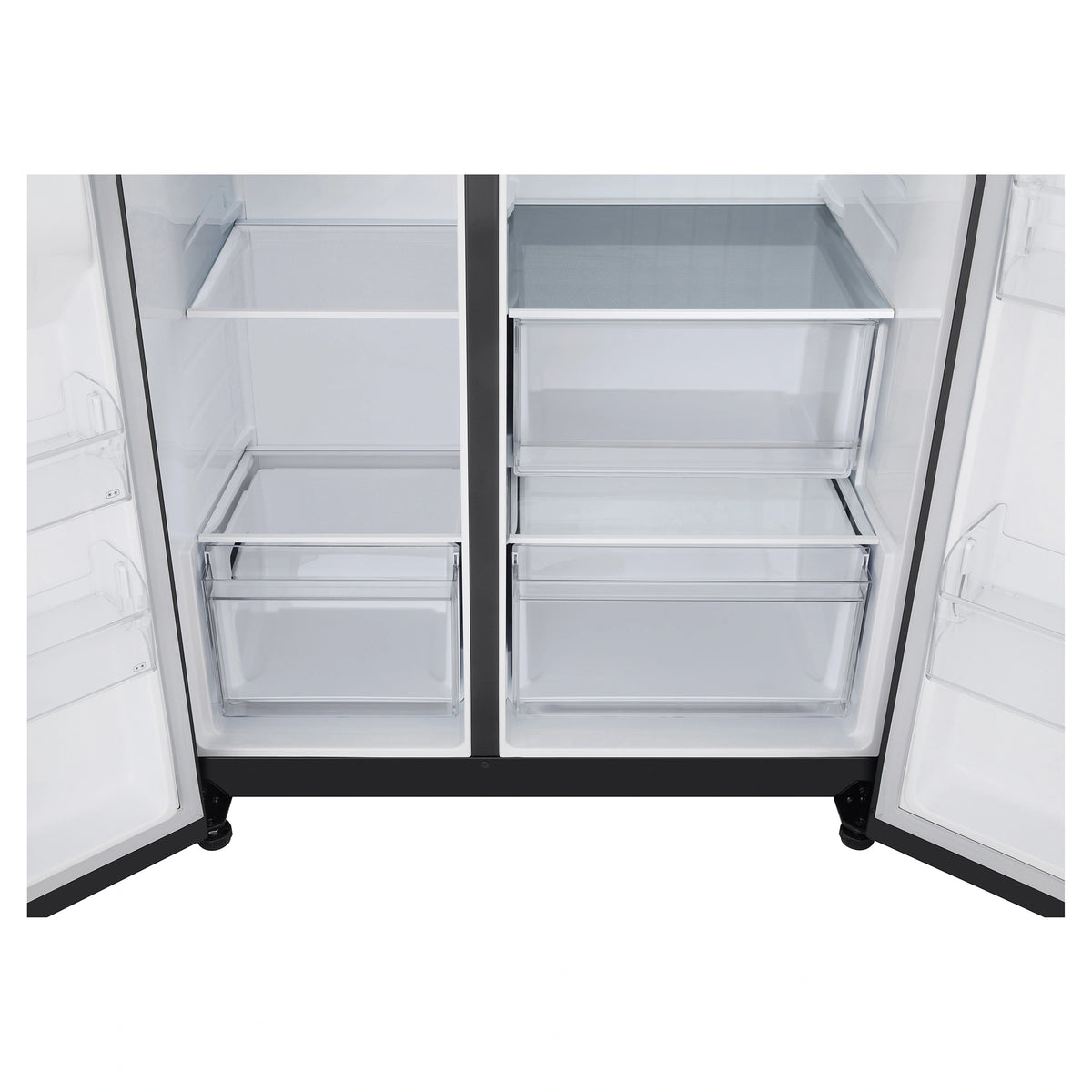 LG 664L Matte Black Side by Side Fridge Freezer GSB599MBL, Drawers View