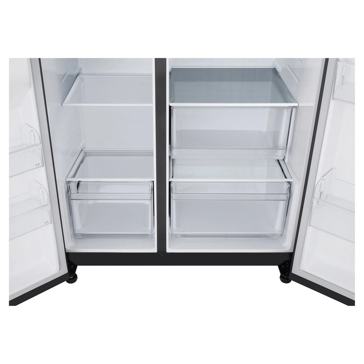 LG 664L Matte Black Side by Side Fridge Freezer GSB599MBL, Drawers View