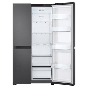 LG 664L Matte Black Side by Side Fridge Freezer GSB599MBL, Front Right Side Door Open View