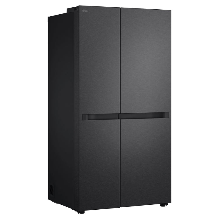 LG 664L Matte Black Side by Side Fridge Freezer GSB599MBL, Left Side View