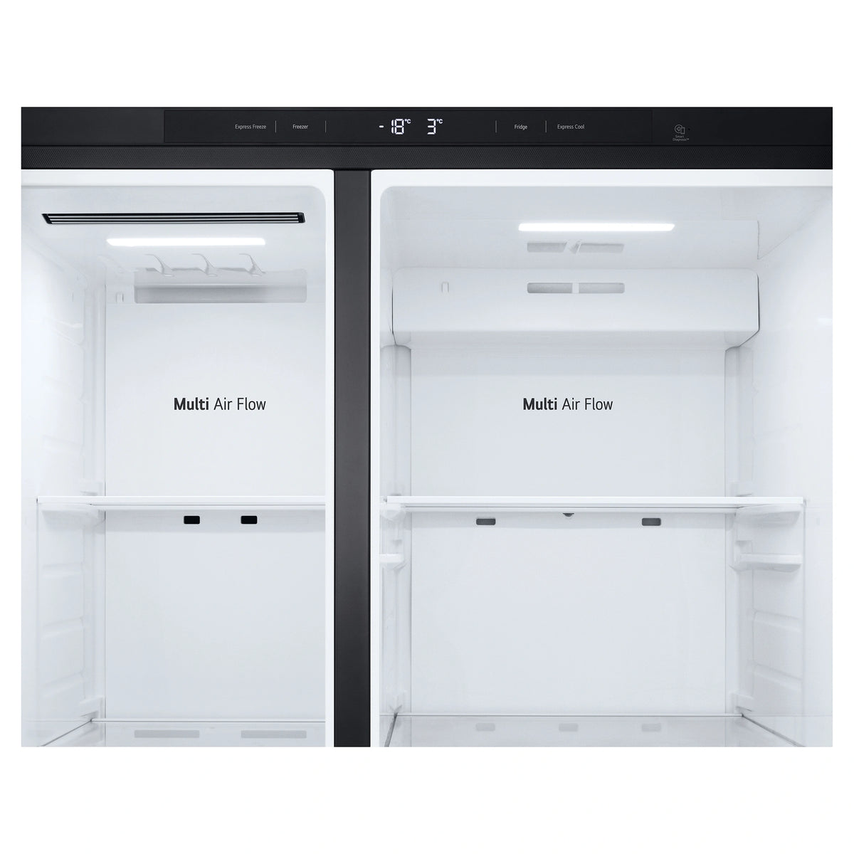 LG 664L Matte Black Side by Side Fridge Freezer GSB599MBL, Multi Air Flow View