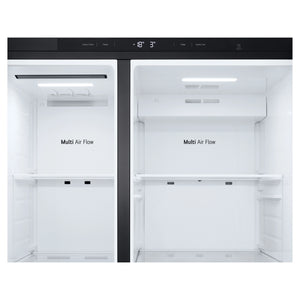 LG 664L Matte Black Side by Side Fridge Freezer GSB599MBL, Multi Air Flow View