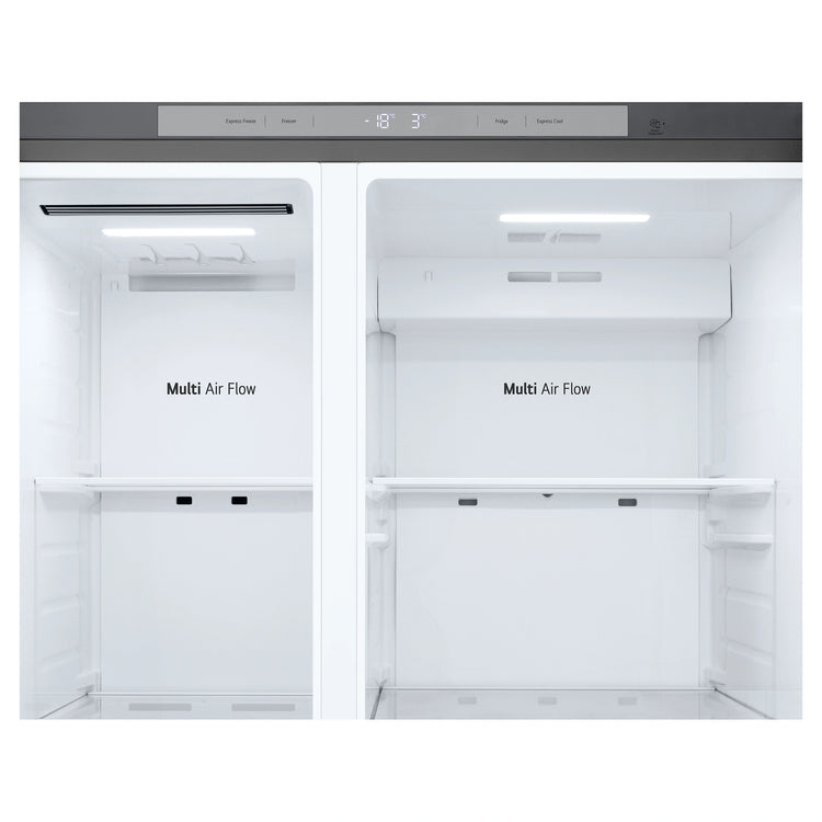LG 664L Stainless Steel Side by Side Fridge Freezer GSB599PL, Multi Air Flow View