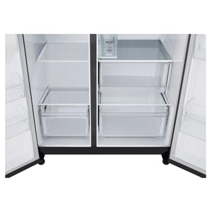 LG 641L Black Side by Side Fridge - Non-Plumbed Ice/Water Dispenser GSN599MBL, Drawers View