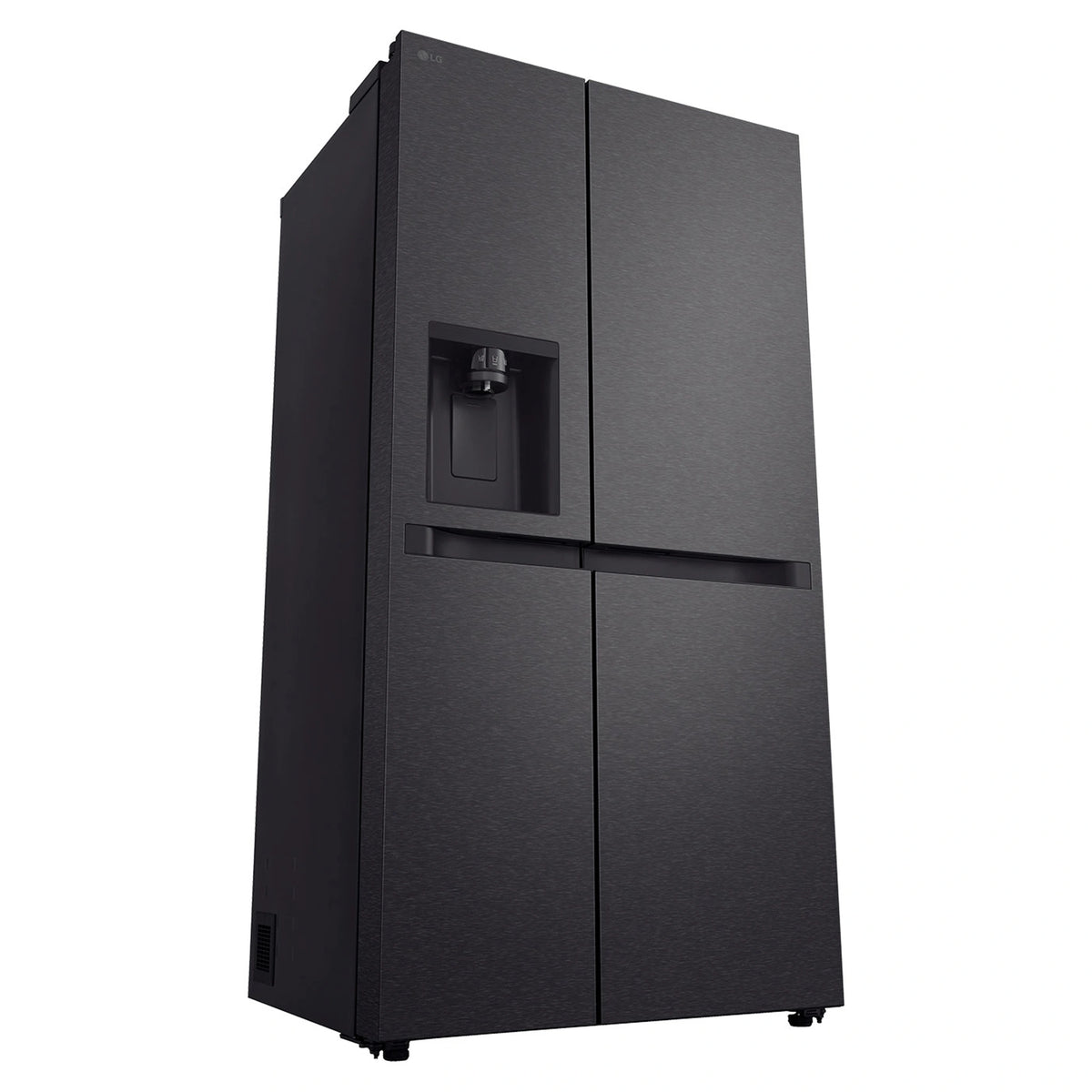 LG 641L Black Side by Side Fridge - Non-Plumbed Ice/Water Dispenser GSN599MBL, Front Left Side View
