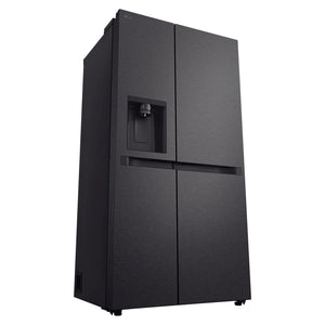 LG 641L Black Side by Side Fridge - Non-Plumbed Ice/Water Dispenser GSN599MBL, Front Left Side View
