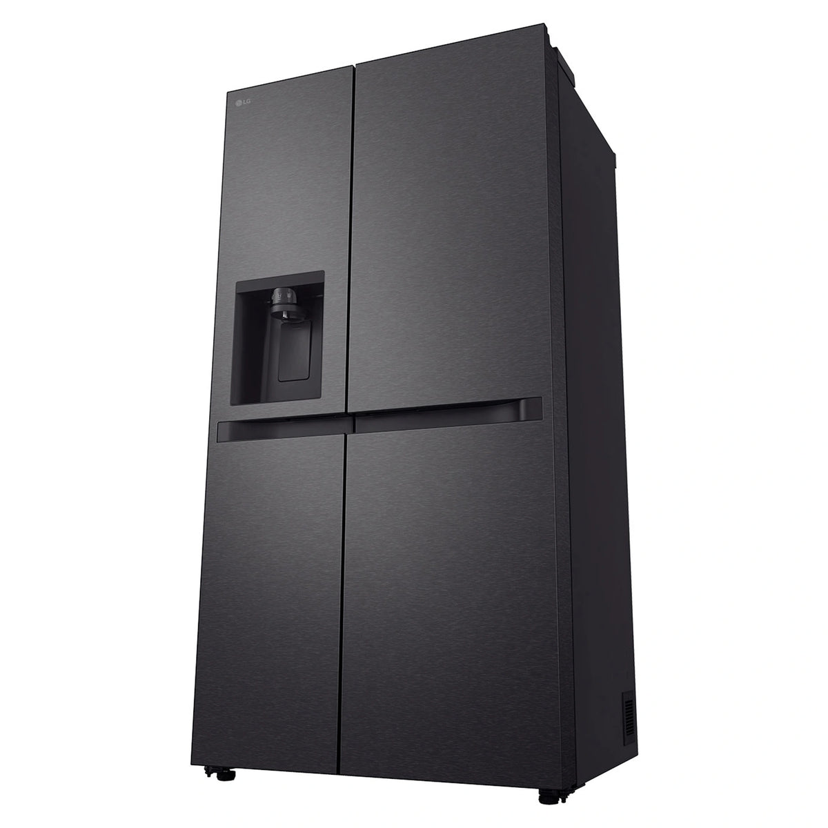 LG 641L Black Side by Side Fridge - Non-Plumbed Ice/Water Dispenser GSN599MBL, Front Right Side View