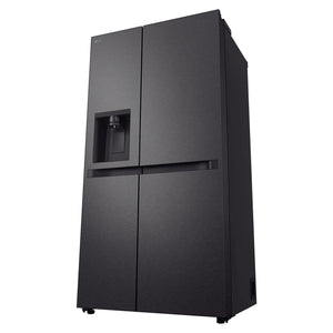 LG 641L Black Side by Side Fridge - Non-Plumbed Ice/Water Dispenser GSN599MBL, Front Right Side View