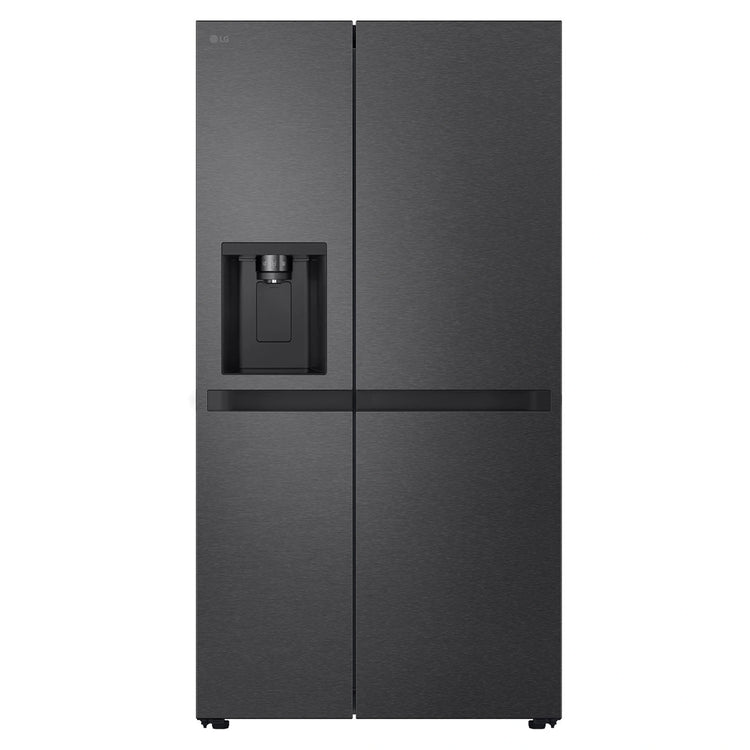 LG 641L Black Side by Side Fridge - Non-Plumbed Ice/Water Dispenser GSN599MBL, Front View