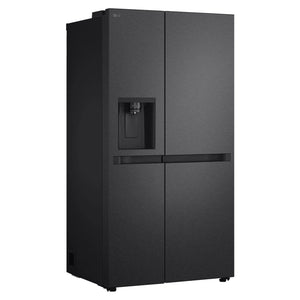LG 641L Black Side by Side Fridge - Non-Plumbed Ice/Water Dispenser GSN599MBL, Left Side View