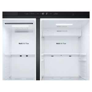 LG 641L Black Side by Side Fridge - Non-Plumbed Ice/Water Dispenser GSN599MBL, Multi Air Flow View