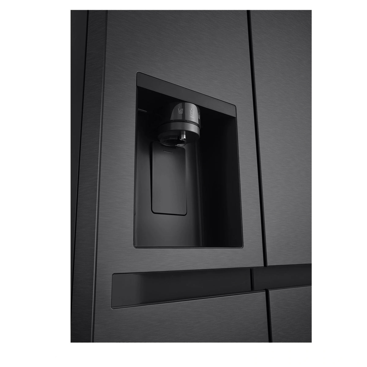 LG 641L Black Side by Side Fridge - Non-Plumbed Ice/Water Dispenser GSN599MBL, Water Dspenser View