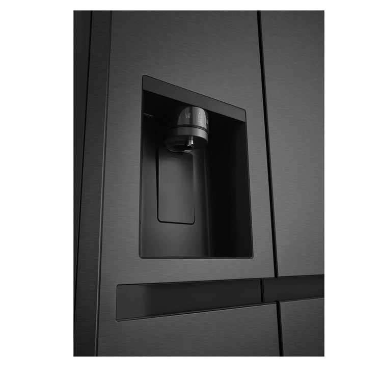 LG 641L Black Side by Side Fridge - Non-Plumbed Ice/Water Dispenser GSN599MBL, Water Dspenser View