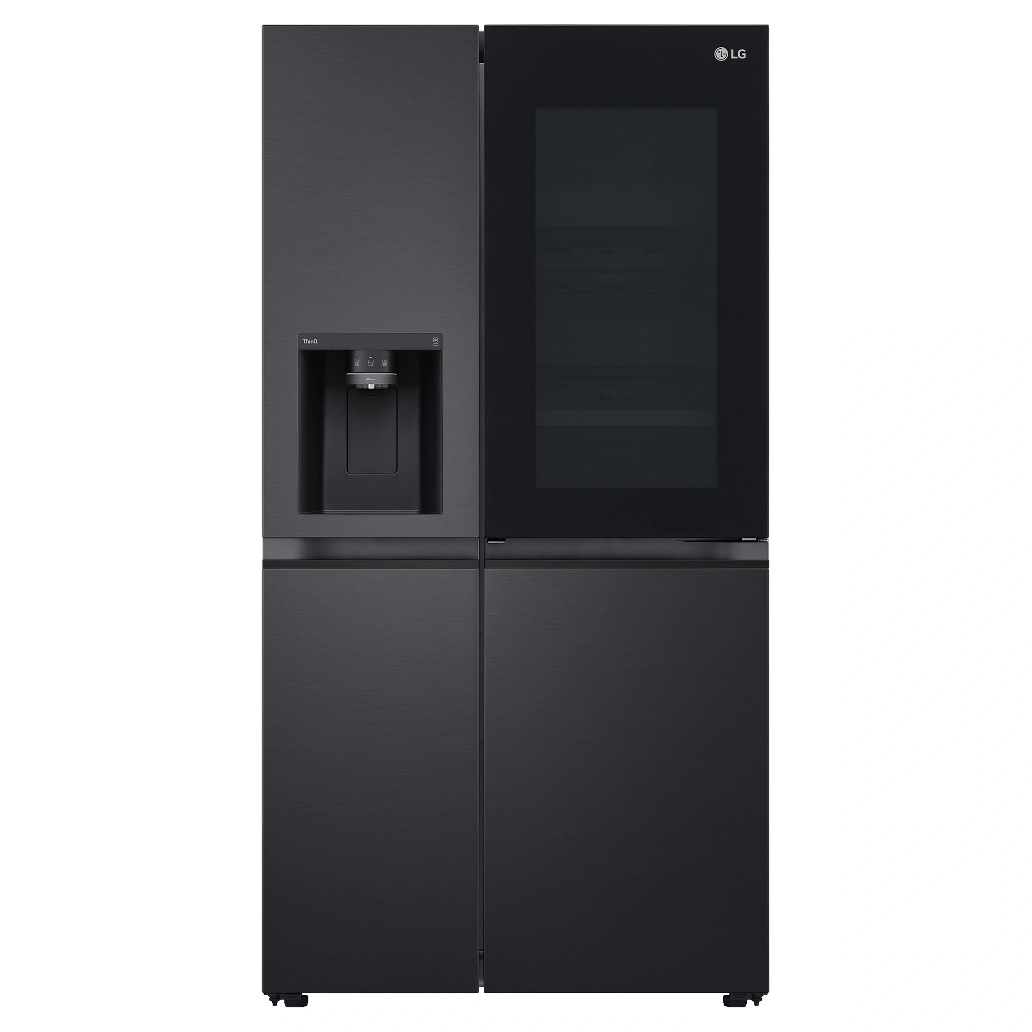 LG 635L Black Side by Side Fridge with InstaView GSV600MBLC, Front View