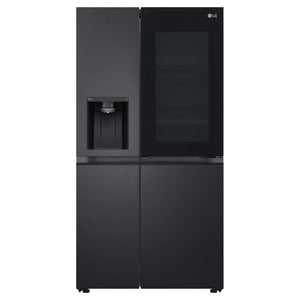 LG 635L Black Side by Side Fridge with InstaView GSV600MBLC, Front View
