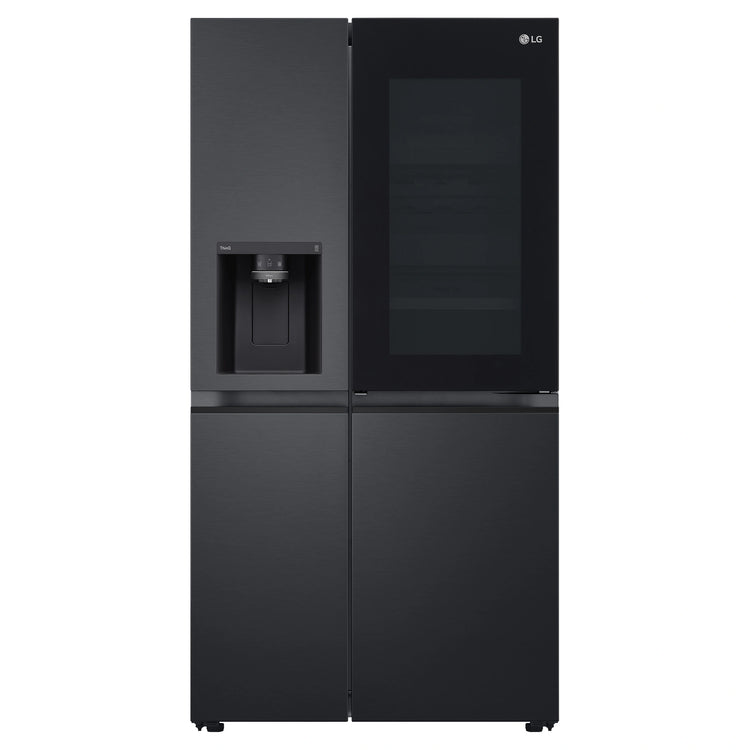 LG 635L Black Side by Side Fridge with InstaView GSV600MBLC, Front View