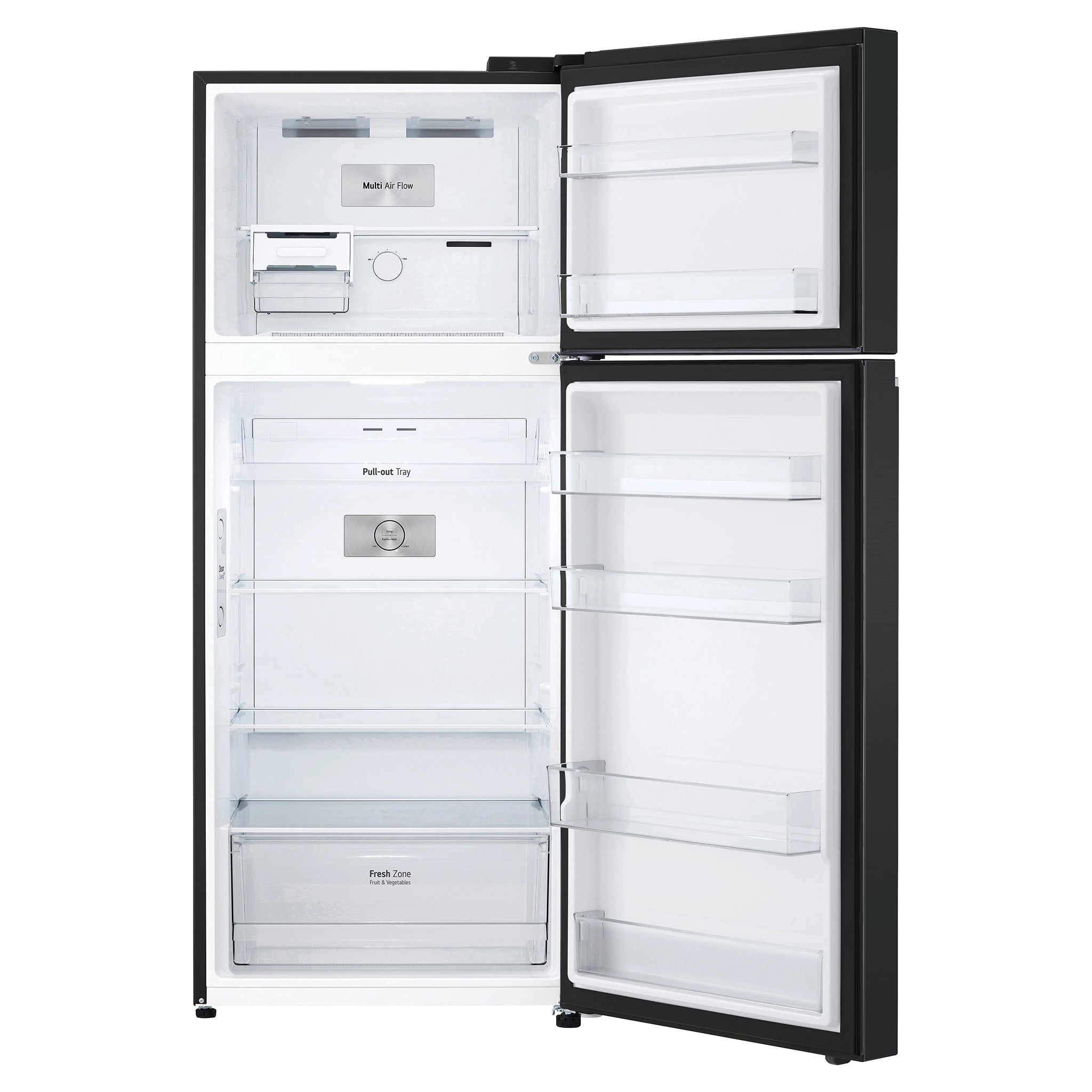 LG 375 L Top Mount Refrigerator GT5MB, Front View With Door Open View