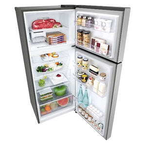 LG 375 L Top Mount Refrigerator GT5S, Top View With Door Open View With Storages