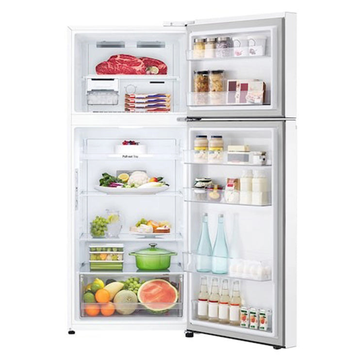 LG 375 L Top Mount Refrigerator GT5W, Front View With Door Open View With Storages