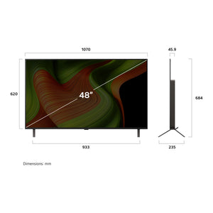 LG 48 Inch OLED B5 4K Smart TV with AI Brilliance OLED48B5PSA, Dimensions View