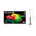 LG 65 Inch OLED AI 4K Smart TV 2026 OLED65B6PSA, Dimensions View