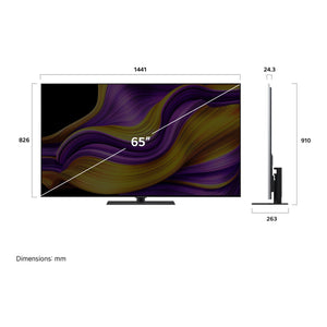 LG 65 Inch G5 OLED Evo Gallery Edition AI TV OLED65G5PSA, Dimensions View