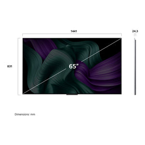 LG 65 Inch OLED Evo AI 4K Smart TV OLED65M5PSA, Dimensions View