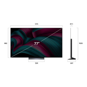LG 77-inch OLED evo AI C5 4K Smart TV 2025 OLED77C5PSA, Dimensions