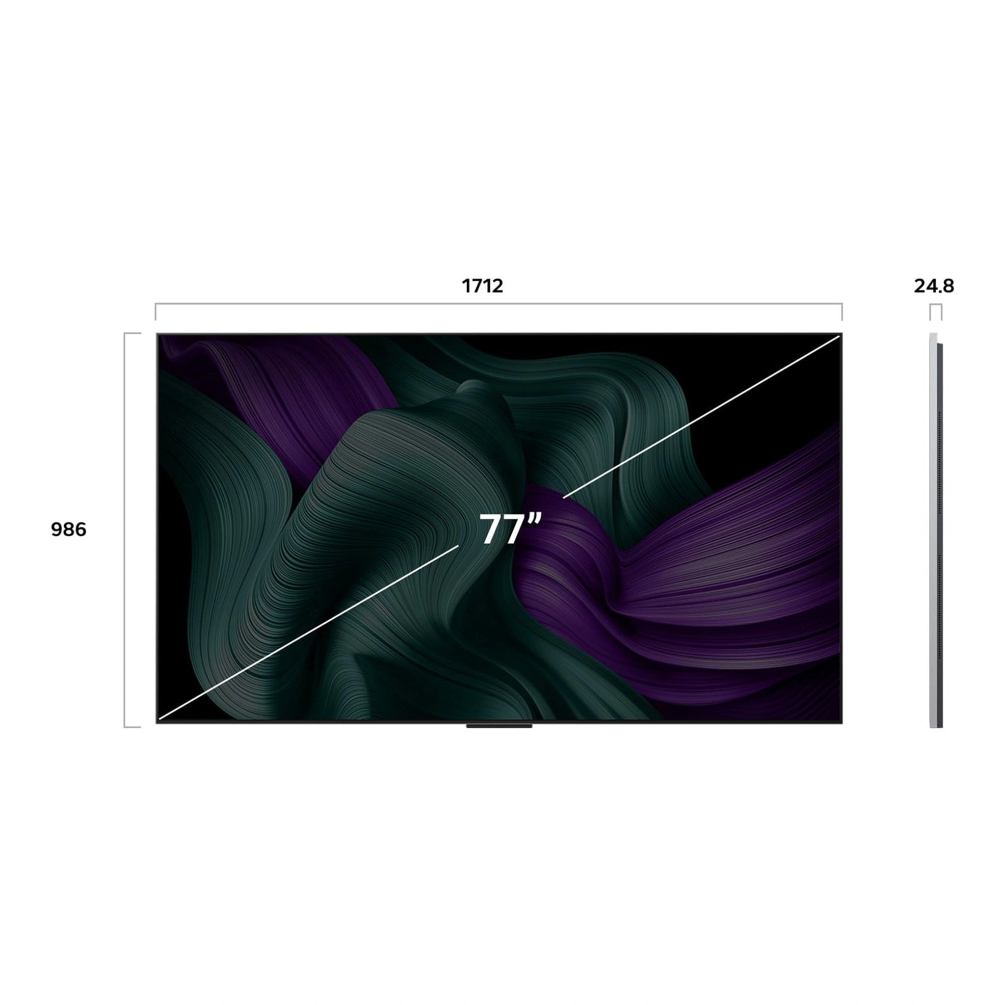 LG 77 Inch OLED evo AI M5 4K Smart TV OLED77M5PSA, Dimensions