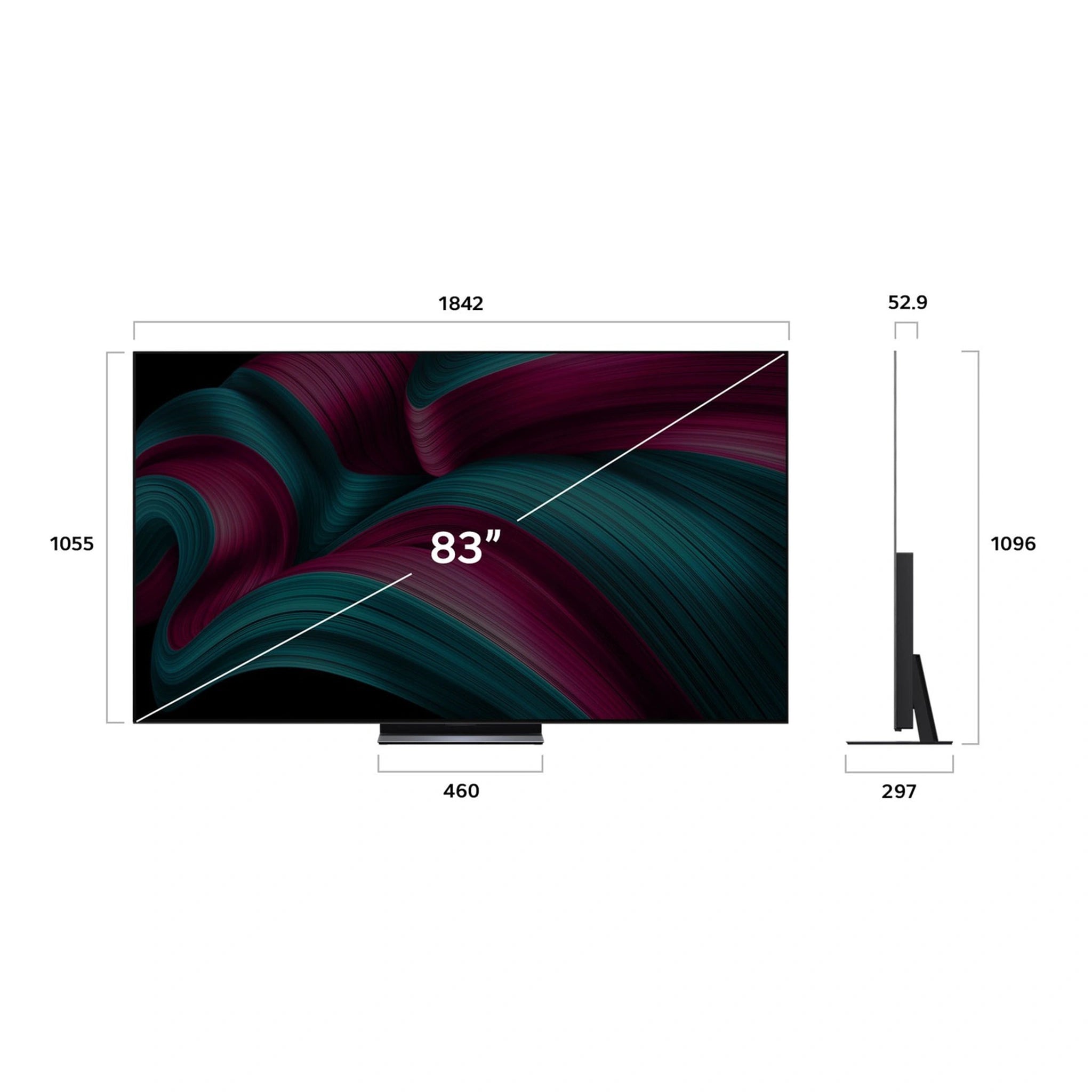 LG 83-inch OLED evo AI C5 4K Smart TV OLED83C5PSA, Dimensions