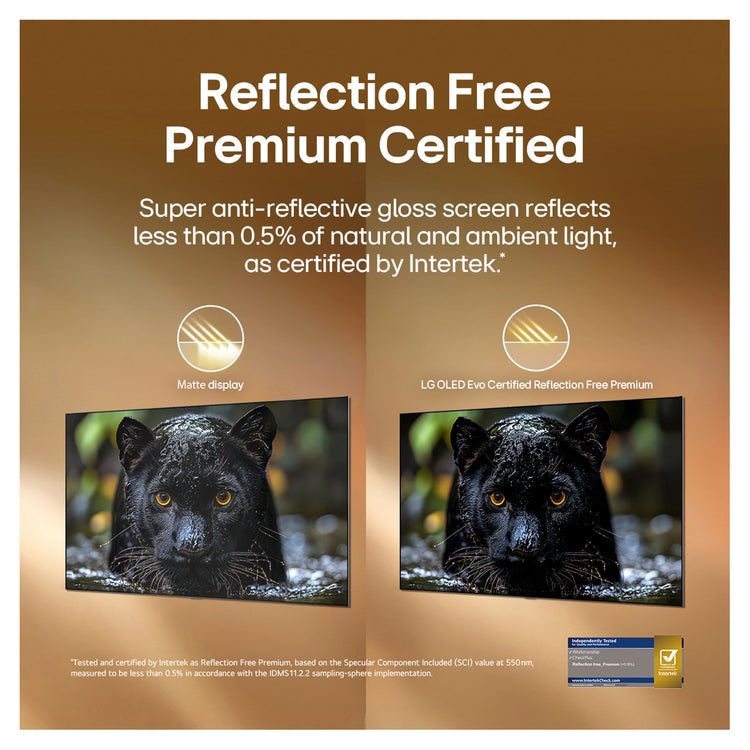 LG 83 Inch OLED evo AI G6 4K Smart TV 2026 OLED83G6PSB, Reflection Free Feature