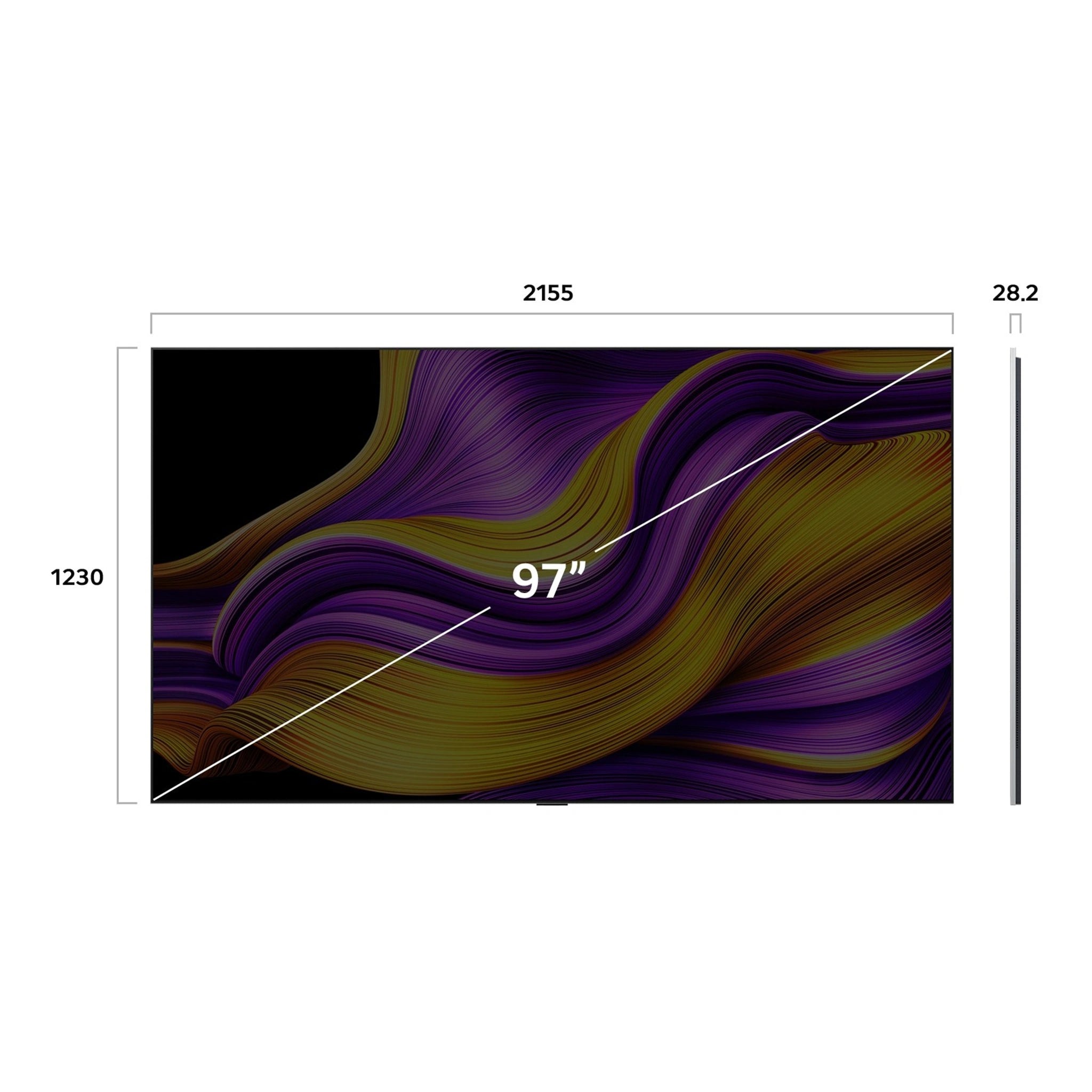 LG 97 Inch OLED evo AI G5 4K Smart TV OLED97G5PSA, Dimensions