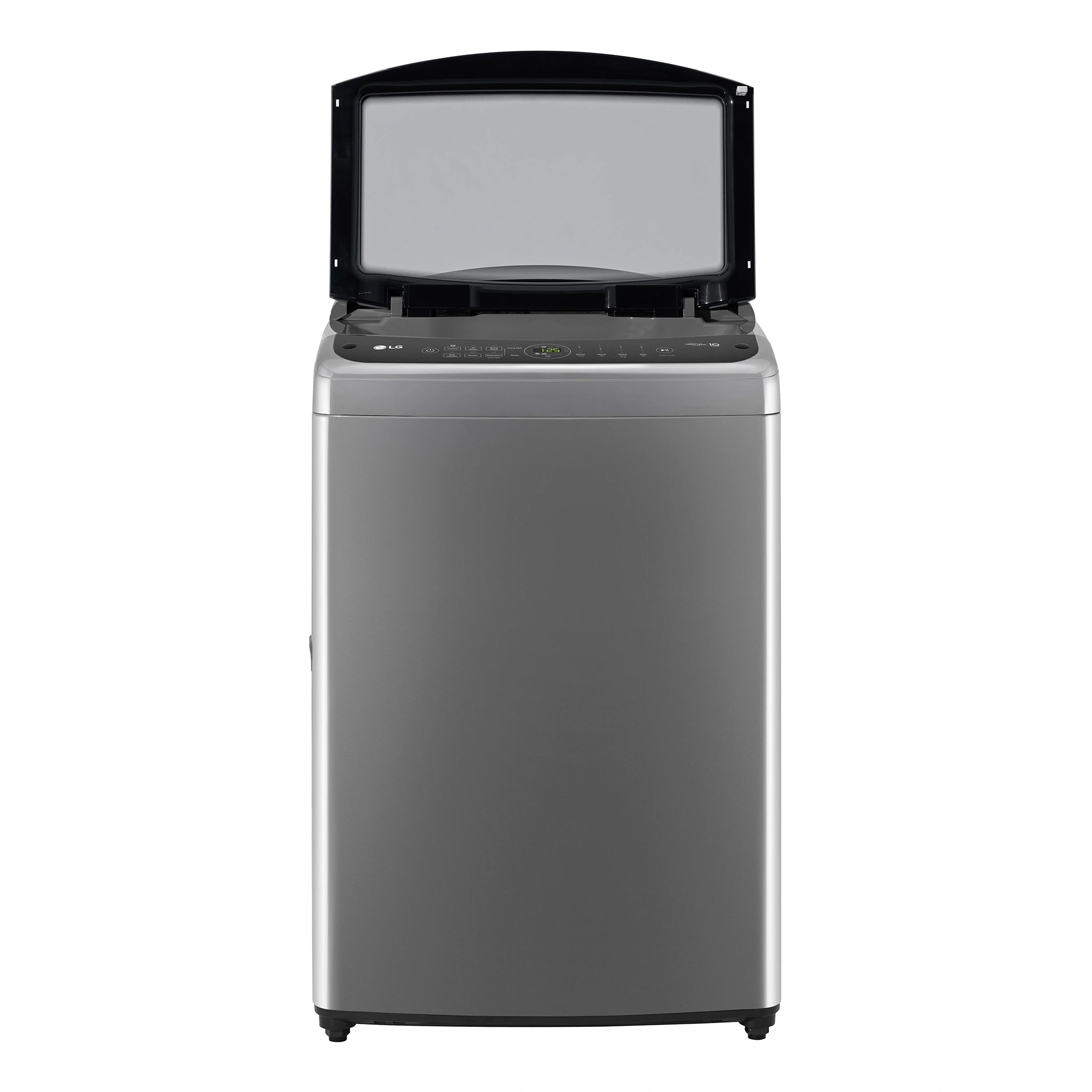 LG 9kg Series 3 Top Load Washing Machine with AI DD in Grey WTL309G, Front Side View With Door Open