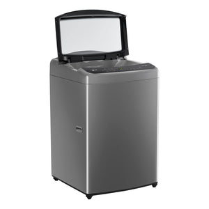 LG 9kg Series 3 Top Load Washing Machine with AI DD in Grey WTL309G, Left Side View With Door Open